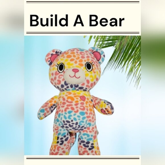 Free Shipping Build A Bear 17" Rainbow Leopard Print Plush Bear - Picture 1 of 8